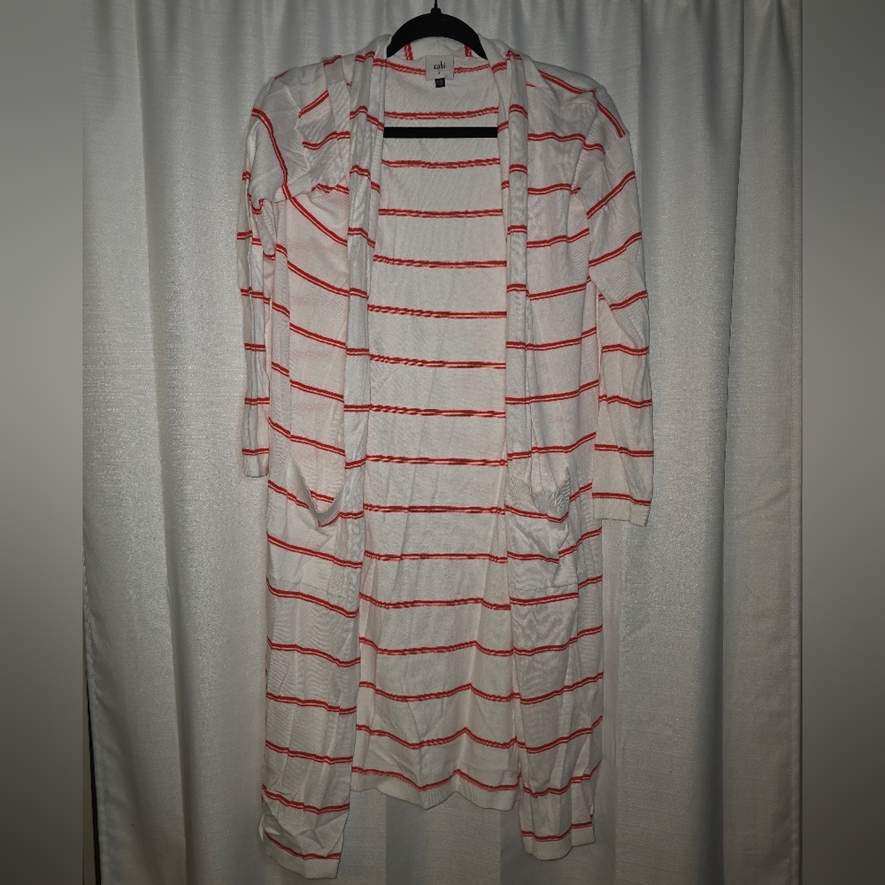 Cabi Red and White Striped Sweater